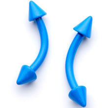 Load image into Gallery viewer, 16G 5/16 Blue Glow in the Dark Cone End Curved Barbell Set of 2
