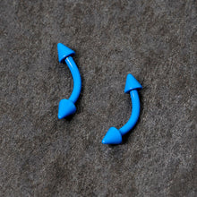Load image into Gallery viewer, 16G 5/16 Blue Glow in the Dark Cone End Curved Barbell Set of 2
