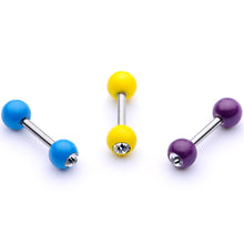 Load image into Gallery viewer, 16G 1/4" Clear Gem Color Glow Straight Barbell Cartilage Set
