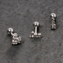 Load image into Gallery viewer, 16G 1/4 Clear Gem Valentine Cartilage Tragus Set
