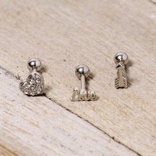 Load image into Gallery viewer, 16G 1/4 Clear Gem Valentine Cartilage Tragus Set
