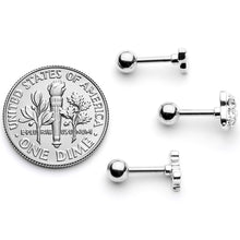 Load image into Gallery viewer, 16G 1/4 Clear Gem Valentine Cartilage Tragus Set
