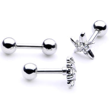 Load image into Gallery viewer, 16G 1/4 Clear Gem Starfish Nautical Cartilage Tragus Set of 3
