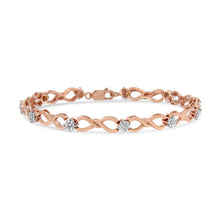 Load image into Gallery viewer, 10K Rose Gold Plated .925 Sterling Silver 1/2 Cttw Diamond Infinity Link Tennis Bracelet (H-I Color, I2-I3 Clarity) -7â€
