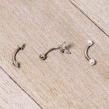 Load image into Gallery viewer, 16G 5/16 Clear Gem Butterfly Curved Eyebrow Ring Set of 3
