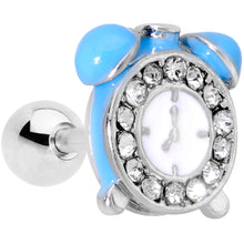 Load image into Gallery viewer, 16G 1/4 Clear Gem Light Blue Alarm Clock Cartilage Tragus Earring
