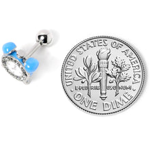Load image into Gallery viewer, 16G 1/4 Clear Gem Light Blue Alarm Clock Cartilage Tragus Earring
