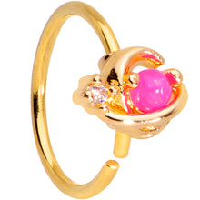 Load image into Gallery viewer, 20G 5/16 Clear CZ Gem Pink Faux Opal Gold Tone Planet Nose Hoop
