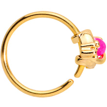 Load image into Gallery viewer, 20G 5/16 Clear CZ Gem Pink Faux Opal Gold Tone Planet Nose Hoop

