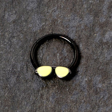 Load image into Gallery viewer, 16G 3/8 Black Yellow Aviator Sunglasses Hinged Segment Ring
