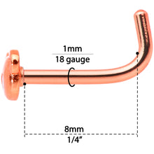 Load image into Gallery viewer, 18G 5/16 Rose Gold Tone Tiny Teddy Bear L Shaped Nose Ring
