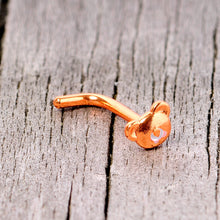 Load image into Gallery viewer, 18G 5/16 Rose Gold Tone Tiny Teddy Bear L Shaped Nose Ring
