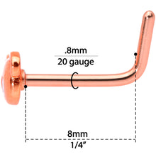 Load image into Gallery viewer, 20G 5/16 Rose Gold Tone Tiny Teddy Bear L Shaped Nose Ring
