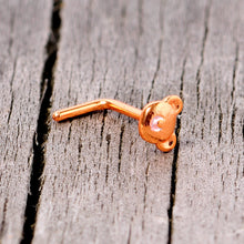 Load image into Gallery viewer, 20G 5/16 Rose Gold Tone Tiny Teddy Bear L Shaped Nose Ring
