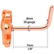 Load image into Gallery viewer, 20G 1/4 Pink Orange Rose Gold Tone Butterfly L Shaped Nose Ring
