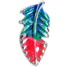 Load image into Gallery viewer, 20G 1/4 Blue Green Red Feather L Shaped Nose Ring
