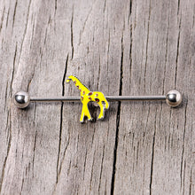 Load image into Gallery viewer, 14G Yellow Brown Giraffe Industrial Barbell 38mm
