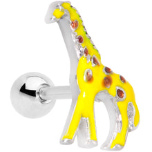 Load image into Gallery viewer, 16G 1/4 Brown Yellow Giraffe Cartilage Tragus Earring
