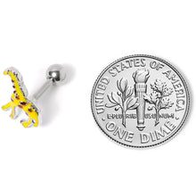 Load image into Gallery viewer, 16G 1/4 Brown Yellow Giraffe Cartilage Tragus Earring
