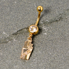 Load image into Gallery viewer, Clear Gem Gold Tone Fast Food French Fries Dangle Belly Ring

