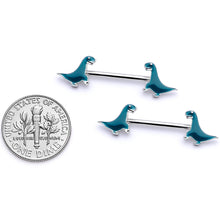 Load image into Gallery viewer, 14G 9/16 Darling Green Dinosaur Barbell Nipple Ring Set
