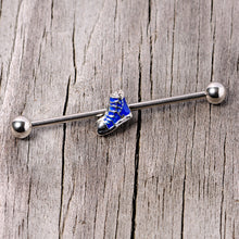Load image into Gallery viewer, 14G Blue High Top Sneaker Industrial Barbell 38mm

