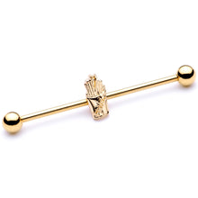 Load image into Gallery viewer, 14G Gold Tone Fast Food French Fries Industrial Barbell 38mm
