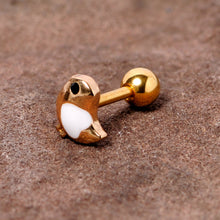 Load image into Gallery viewer, 16G 1/4 Black Gem Gold Tone Baby Bird Cartilage Tragus Earring
