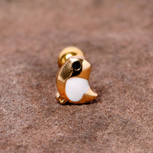 Load image into Gallery viewer, 16G 1/4 Black Gem Gold Tone Baby Bird Cartilage Tragus Earring

