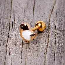 Load image into Gallery viewer, 16G 1/4 Black Gem Gold Tone Baby Bird Cartilage Tragus Earring
