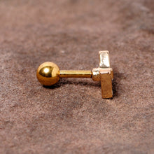 Load image into Gallery viewer, 16G 1/4 Clear Gem Gold Tone Bow Tie Cartilage Tragus Earring
