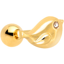 Load image into Gallery viewer, 16G 1/4 Clear Gem Gold Tone Little Bird Cartilage Tragus Earring

