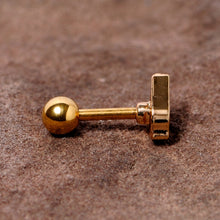 Load image into Gallery viewer, 16G 1/4 Clear CZ Gem Gold Tone Swirl Cartilage Tragus Earring

