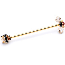 Load image into Gallery viewer, 14G Clear Black Yellow Gem Gold Tone Bee Industrial Barbell 38mm
