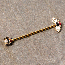 Load image into Gallery viewer, 14G Clear Black Yellow Gem Gold Tone Bee Industrial Barbell 38mm
