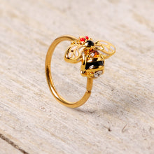 Load image into Gallery viewer, 20G 5/16 Clear Yellow Gem Gold Tone Bee Nose Hoop
