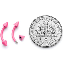 Load image into Gallery viewer, 16G 5/16 Pink Glow in the Dark Cone End Curved Barbell Set of 2
