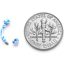 Load image into Gallery viewer, 16G 5/16 White Blue Glow in the Dark Curved Eyebrow Ring
