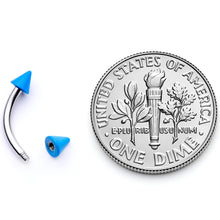 Load image into Gallery viewer, 16G 5/16 Blue Cone End Curved Eyebrow Ring
