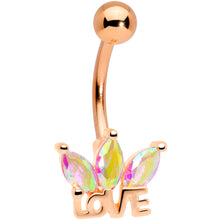 Load image into Gallery viewer, Aurora Gem Rose Gold Tone Crown of Love Belly Ring

