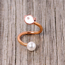 Load image into Gallery viewer, 14G 3/8 Clear Gem Rose Gold Tone Bird Spiral Twister Belly Ring
