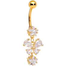 Load image into Gallery viewer, Clear Gem Gold Tone Star and Bow Dangle Belly Ring

