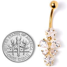 Load image into Gallery viewer, Clear Gem Gold Tone Star and Bow Dangle Belly Ring
