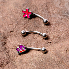 Load image into Gallery viewer, 16G 5/16 Clear Gem Purple Butterfly Curved Eyebrow Ring Set of 3
