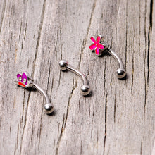 Load image into Gallery viewer, 16G 5/16 Clear Gem Purple Butterfly Curved Eyebrow Ring Set of 3
