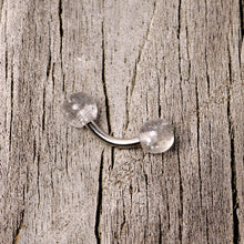 Load image into Gallery viewer, 16G 1/4 Clear Speckled Acrylic Ends Curved Barbell
