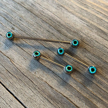 Load image into Gallery viewer, 14G Haunting Human Eyeball Halloween Industrial Barbell 38mm
