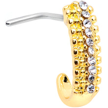 Load image into Gallery viewer, 20G 5/16 Clear Gem Gold Tone Texture Faux Hoop L Shaped Nose Ring

