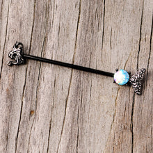 Load image into Gallery viewer, 14G Black Blue Mermaid Scale Tail Industrial Barbell 38mm
