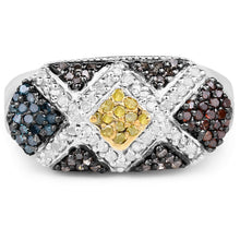 Load image into Gallery viewer, 0.61 Carat Genuine Multi Diamond .925 Sterling Silver Ring

